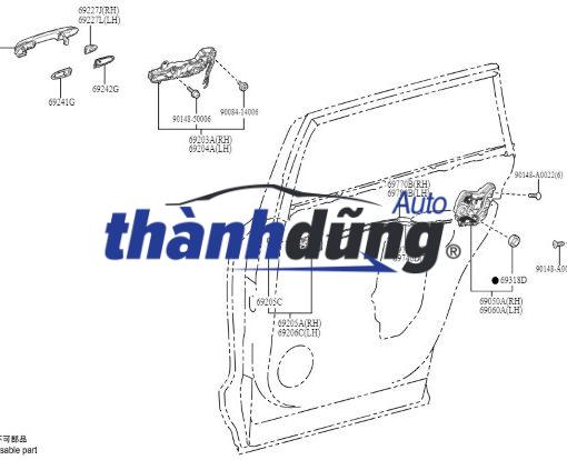 XƯƠNG ĐỠ TAY MỞ CỬA SAU LH XE HYUNDAI SANTAFE 2011 | 836552B000 - Ảnh 4