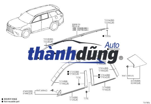 NẸP NÓC NISSAN XTRAIL 2015 | 738524CL0DA175 - Ảnh 5